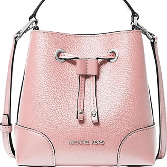 Powder Blush Michael Kors Mercer Small Logo Bucket Crossbody Bag - Picture 1 of 5
